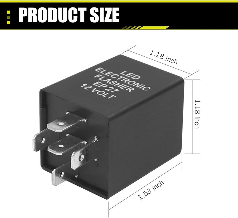 Zosgrew LED Flasher Relay, 12V 5-Pin LED Flasher Relay Fits EP27 FL27 LED Turn Signal Lamps Specific Flasher, Compatible with 1975-2007 Acura, BMW, Cadillac, Chevrolet, Dodge, Ford (Black) - Image 2